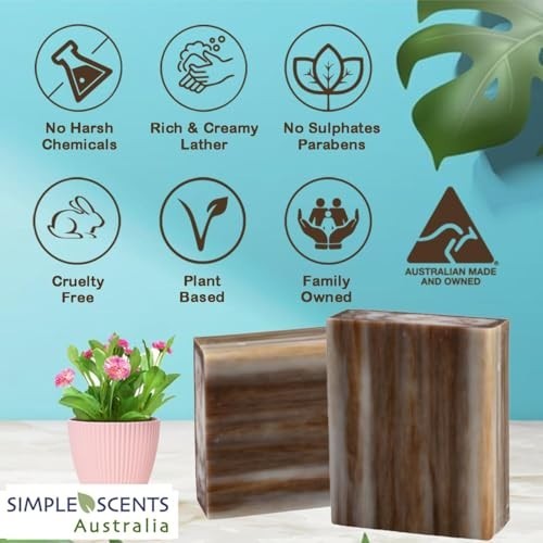 Natural Sandalwood Scented Soap 5 Pack – Triple Milled Moisturizing Bars, Organi