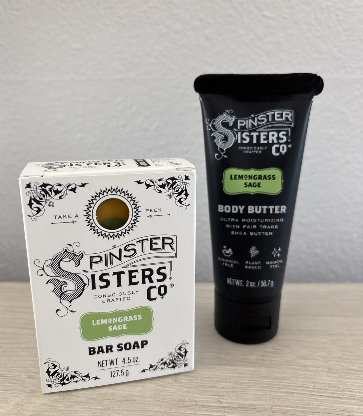 New! Spinster Sisters Co Moisturizing Soap Bar Body Butter Lemongrass Sage