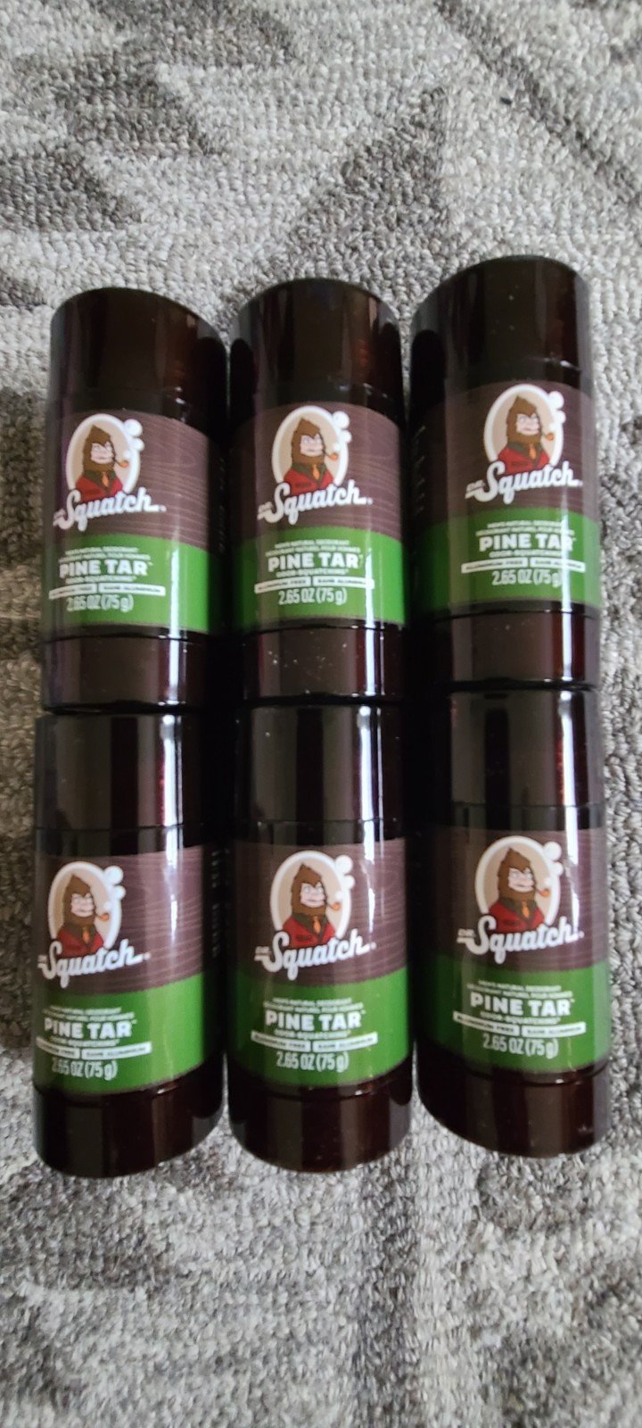 6 Pack DR SQUATCH Natural Deodorant for Men 2.65oz PINE TAR ~ Aluminum Free 3-26