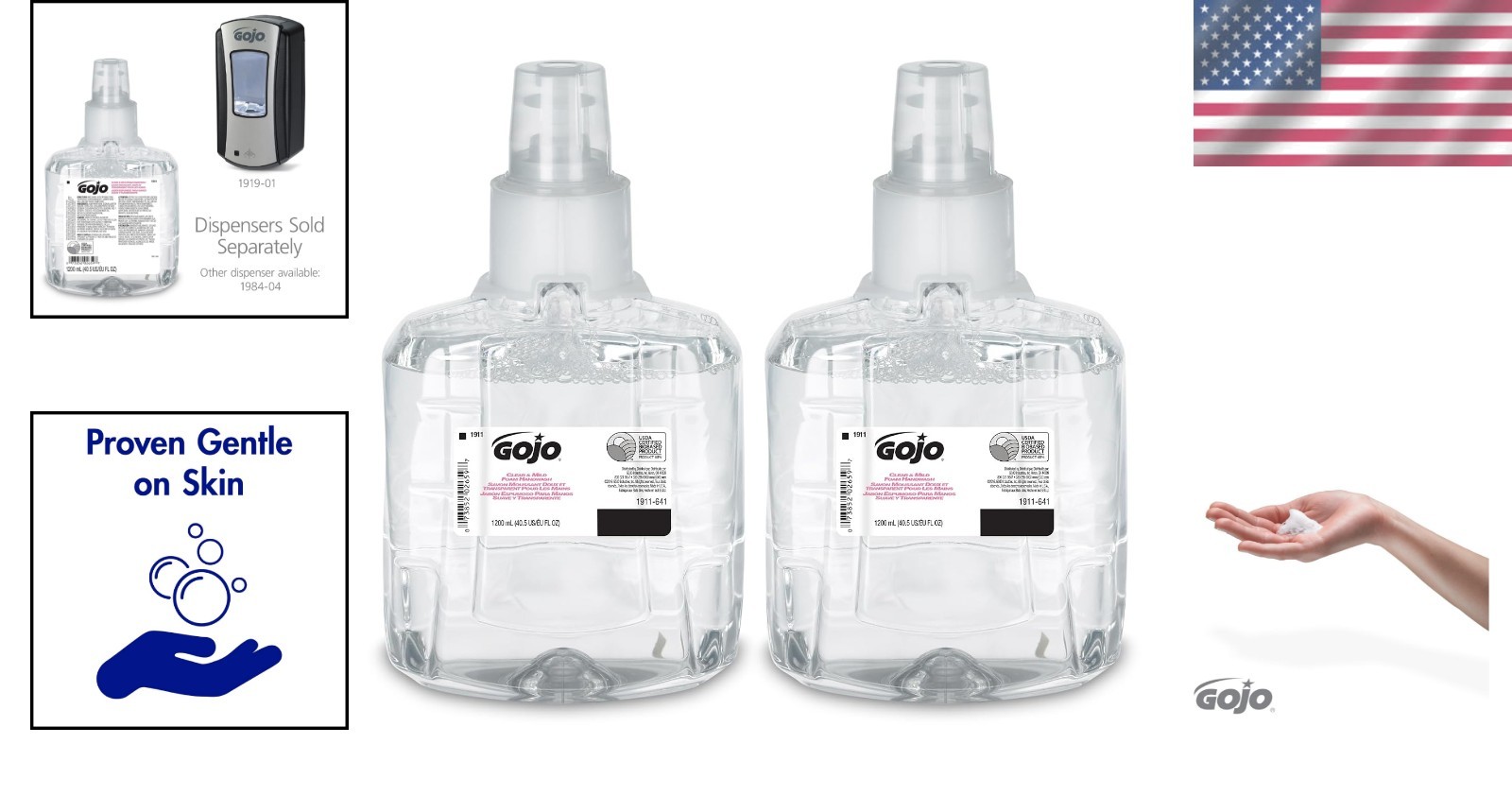 Gentle Unscented Foam Hand Soap Refill – 2 Pack of 1200 mL for All Skin Types