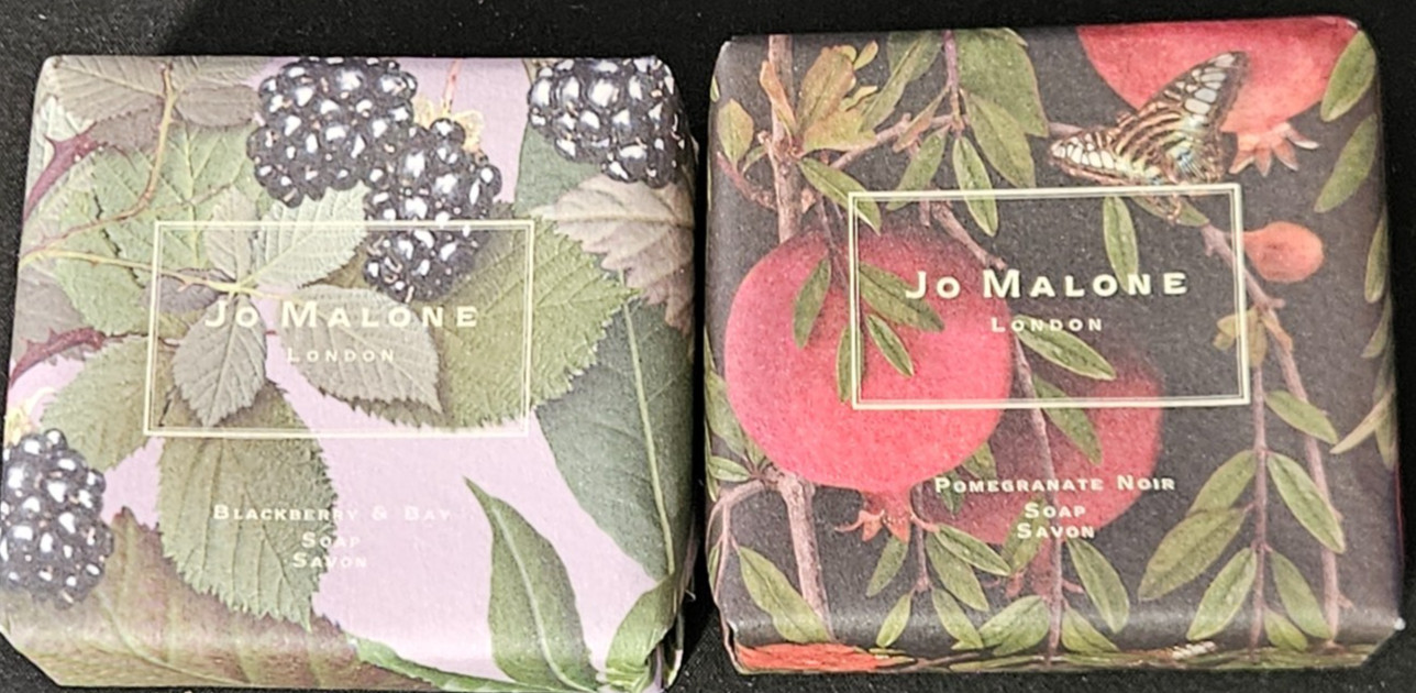 2 Jo Malone London Blackberry & Bay Soap & Pomegranate Noir 3.5 oz /100g New