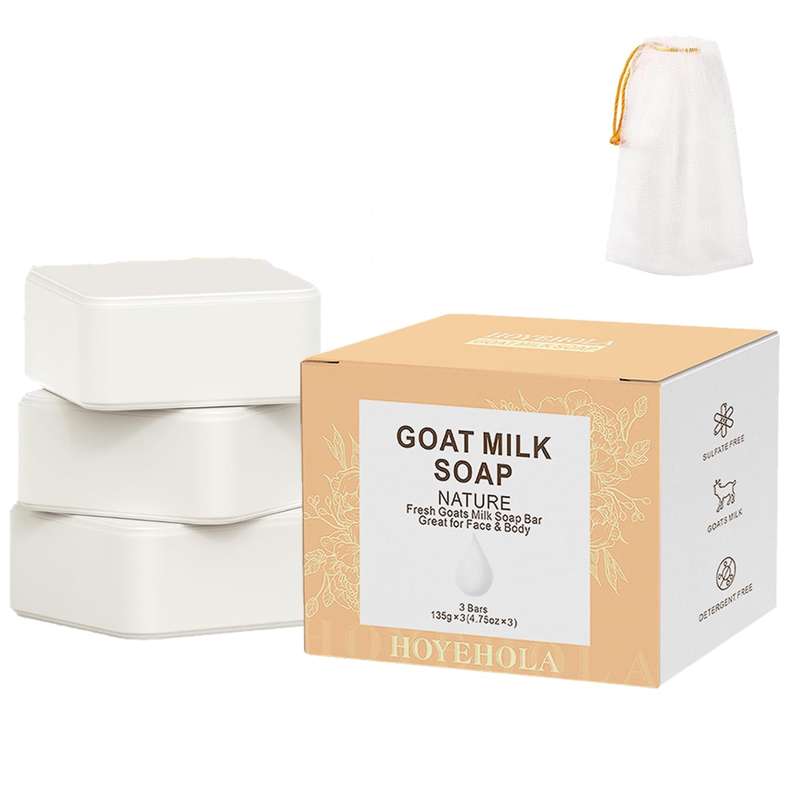 Goat Milk Soap Bar 3 Packs – Natural Moisturizing Soap Bar for Men All Skin T…