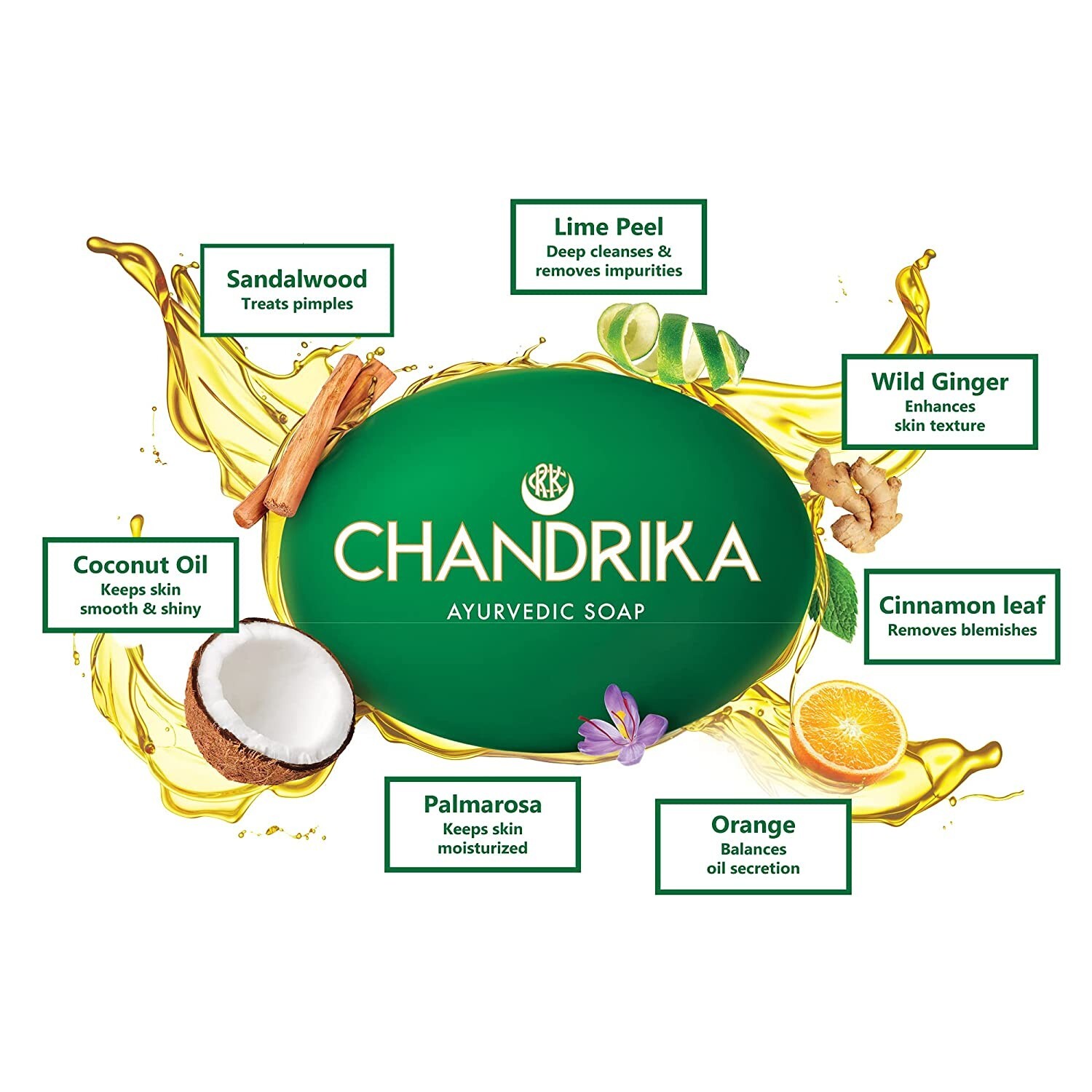 Chandrika Soap Pack of 4 -125g x 3 and Get 75g Free-US Seller Multi Discount