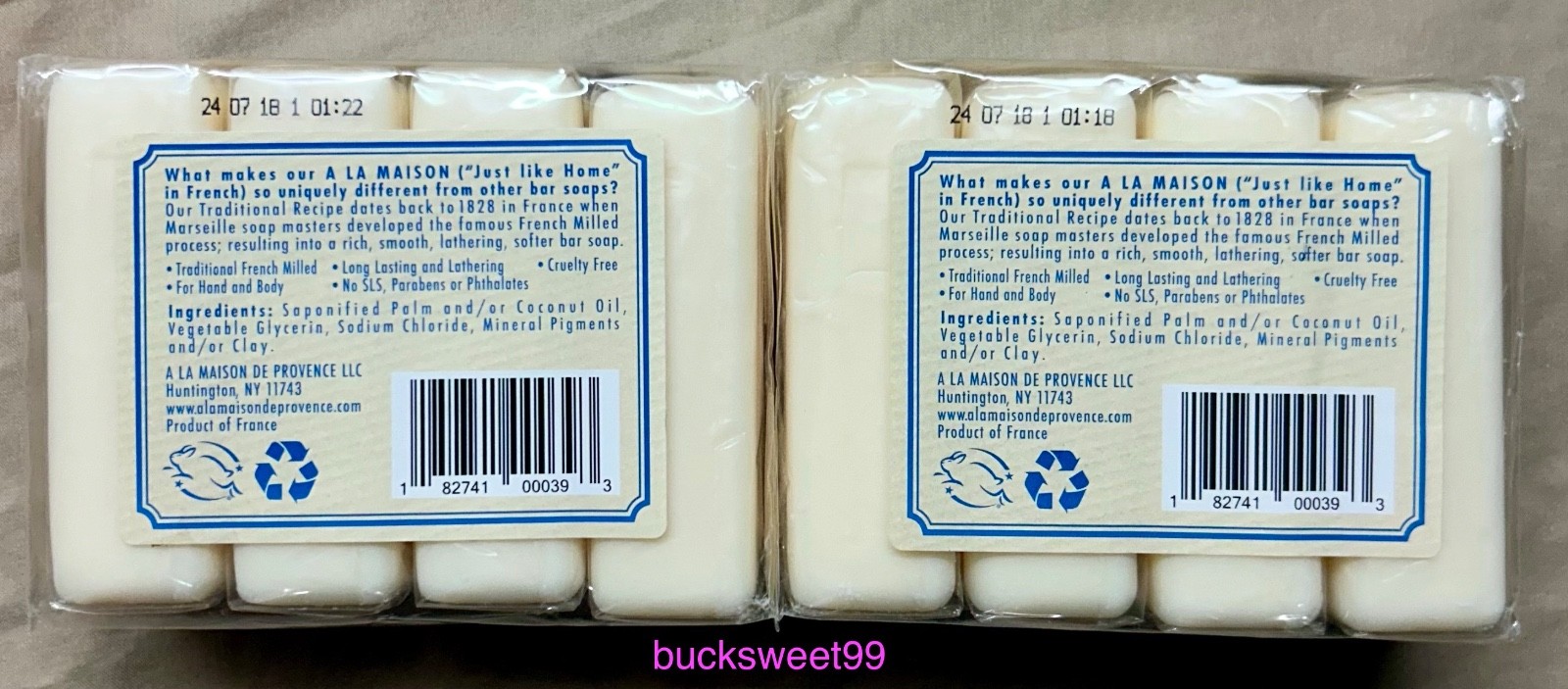 A La MAISON Hypoallergenic Unscented Bar Soap – 3.5 oz. each – 8 BARS TOTAL