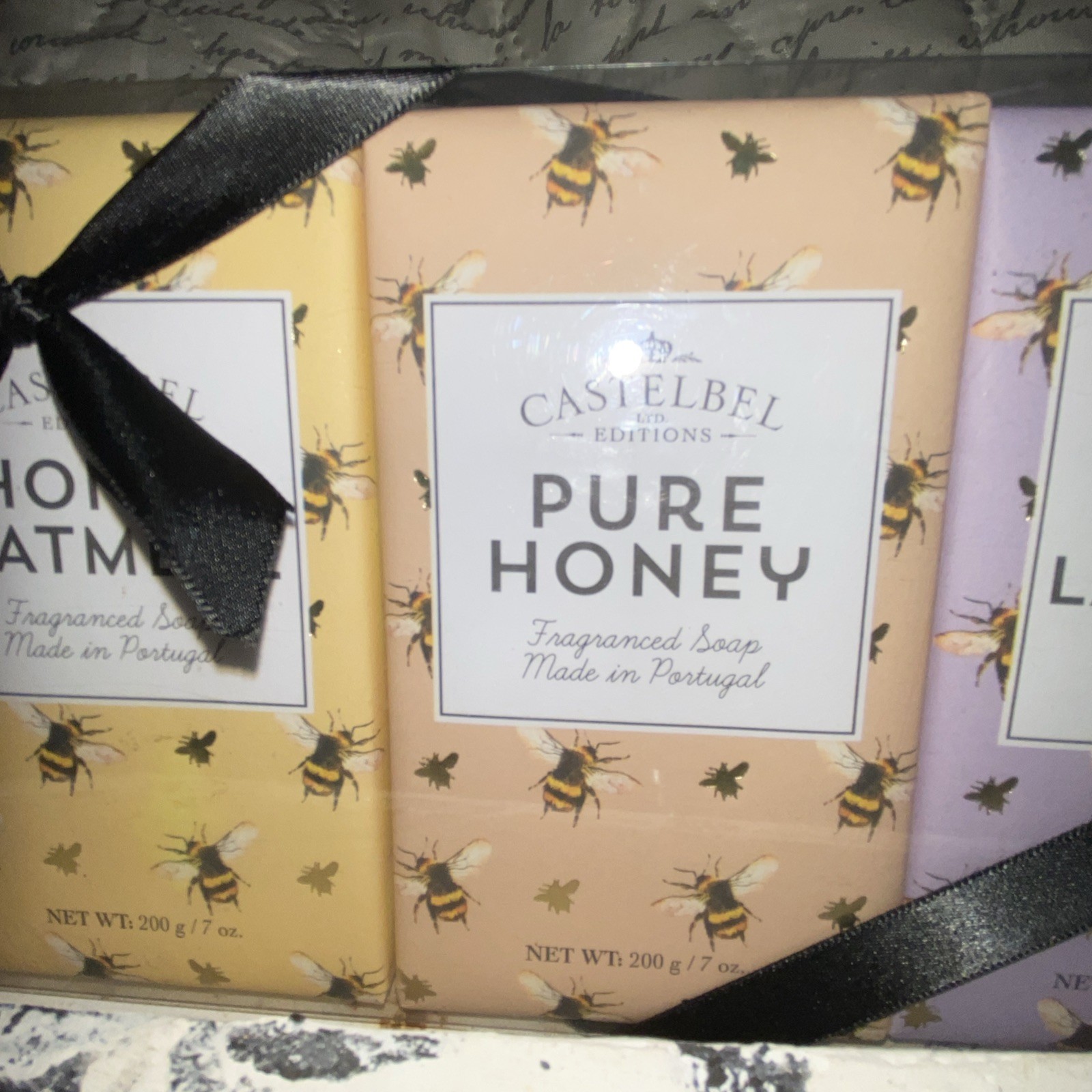 Castelbel 3 Pack Honey Oatmeal Wild Lavender Pure Honey Large Bar Soap 7 oz Each