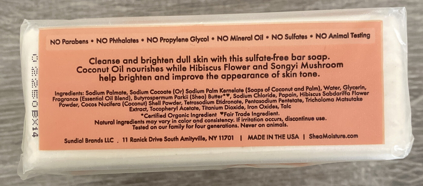 SHEA MOISTURE COCONUT & HIBISCUS SHEA BUTTER SOAP FOR DULL SKIN 8 OZ NIP