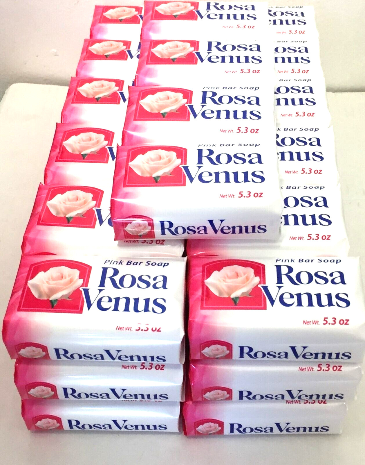 (Pack of 40) Rosa Venus Pink Classic Floral Bar Soap. Jabon Rosa Venus, 5.3 oz
