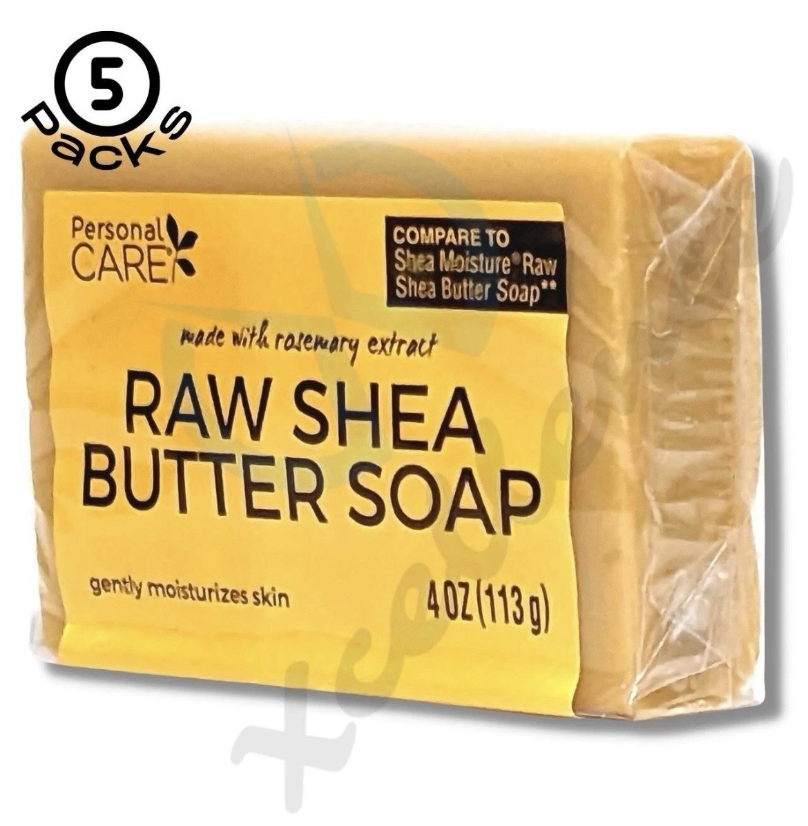 Raw Shea Butter Bar Soap by Personal Care, Gently Moisturizes Skin, 5 Packs