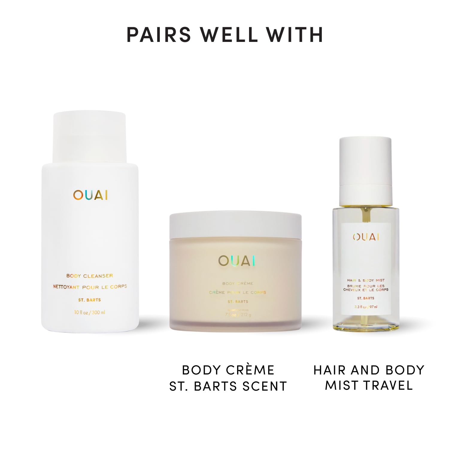 OUAI Body Cleanser, St. Barts Travel Size – Foaming 3 Fl Oz (Pack of 1)