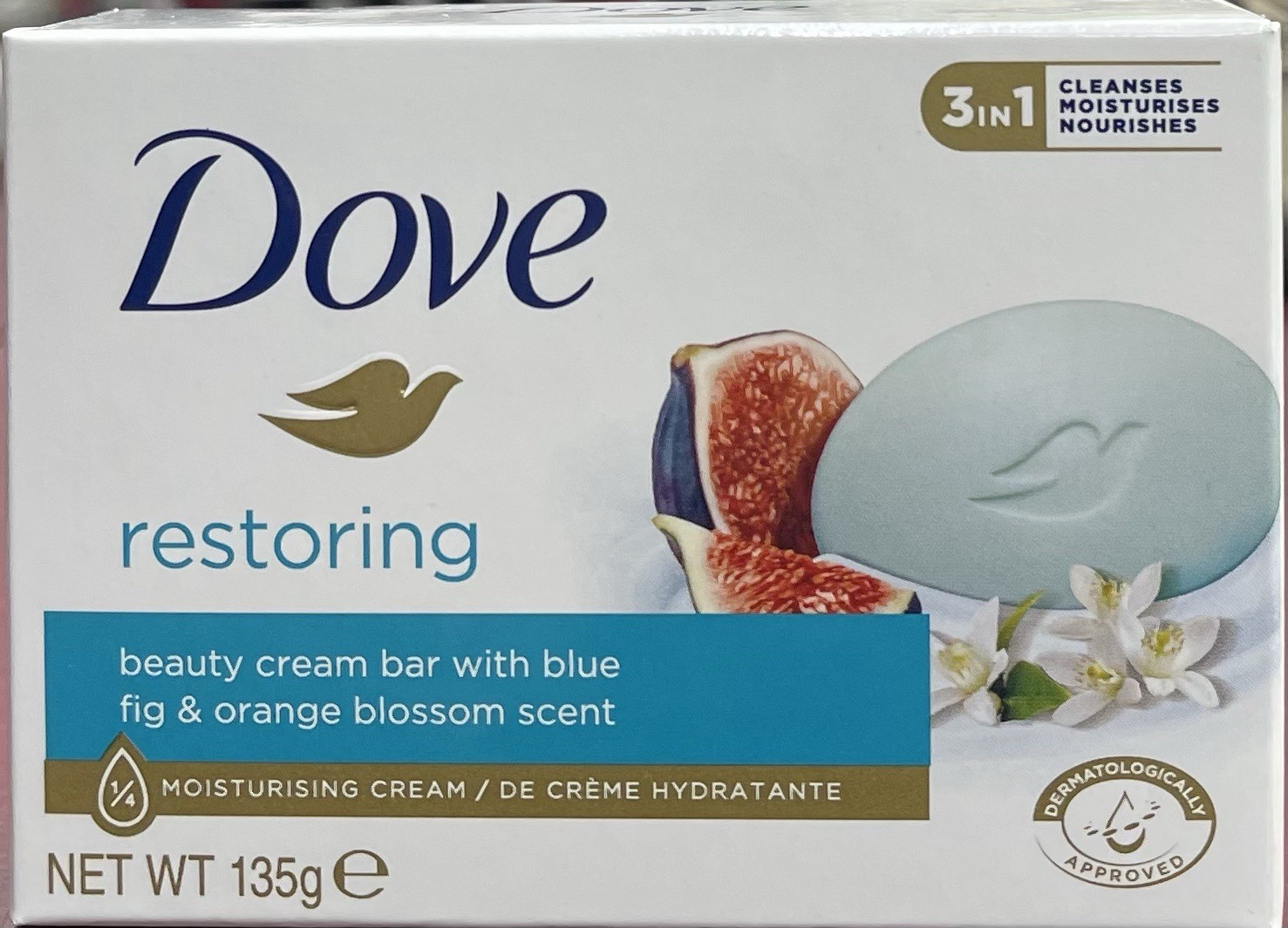 8 Pcs Dove Restoring Beauty Cream Bar With Blue Fig & Orange Blossom 135g Each