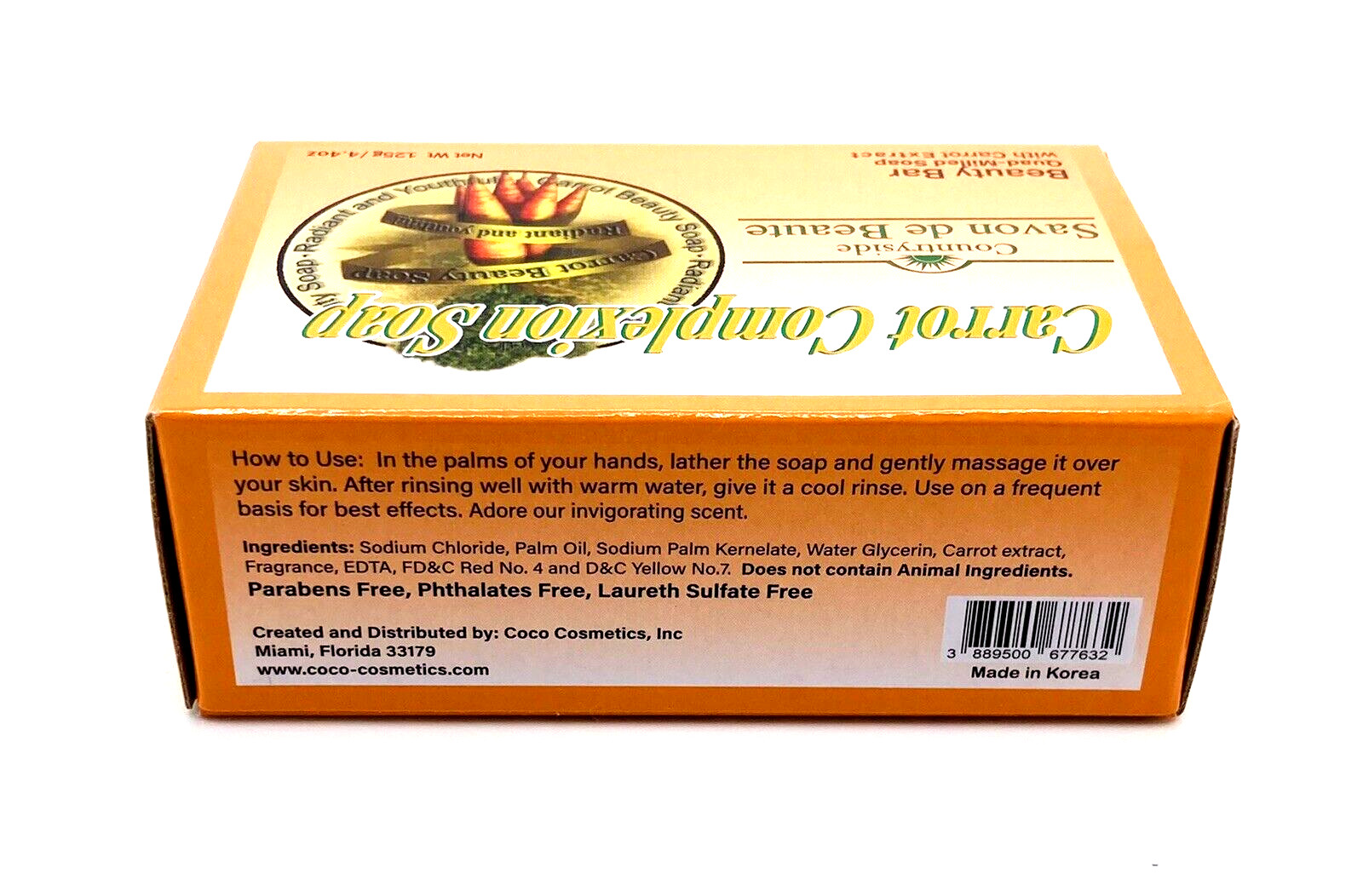 Carrot Complexion Beauty Soap Bar 4.4 oz Cleansing Bath & Body Bar