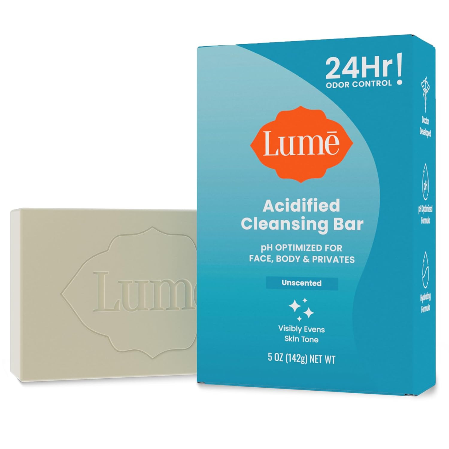 Lume Acidified Body Cleansing Bar – 24 Hour Odor Control – Removes Odor Better t