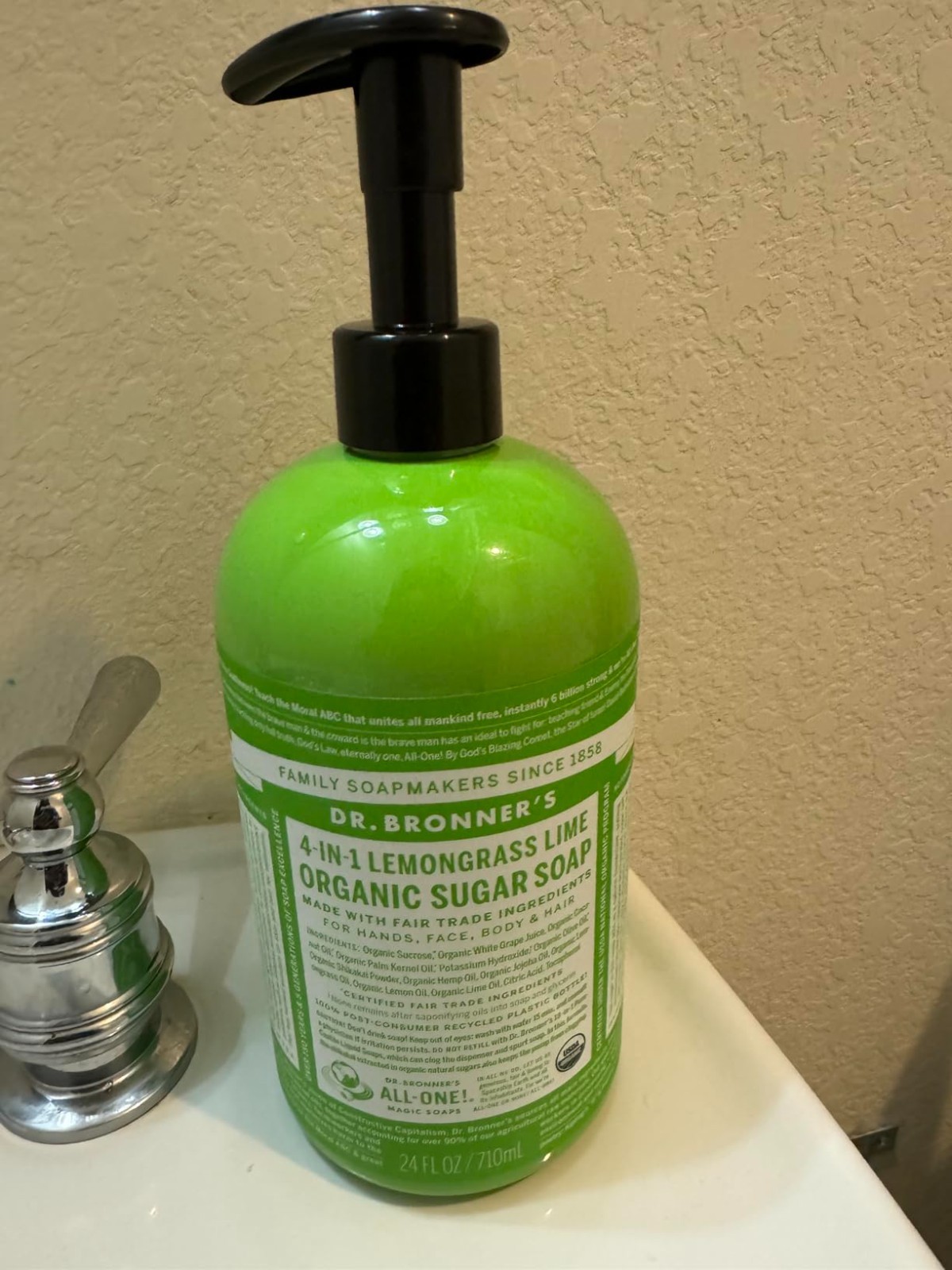 Dr. Bronner’s 64oz Organic Peppermint Sugar Soap – Cleansing & Moisturizing