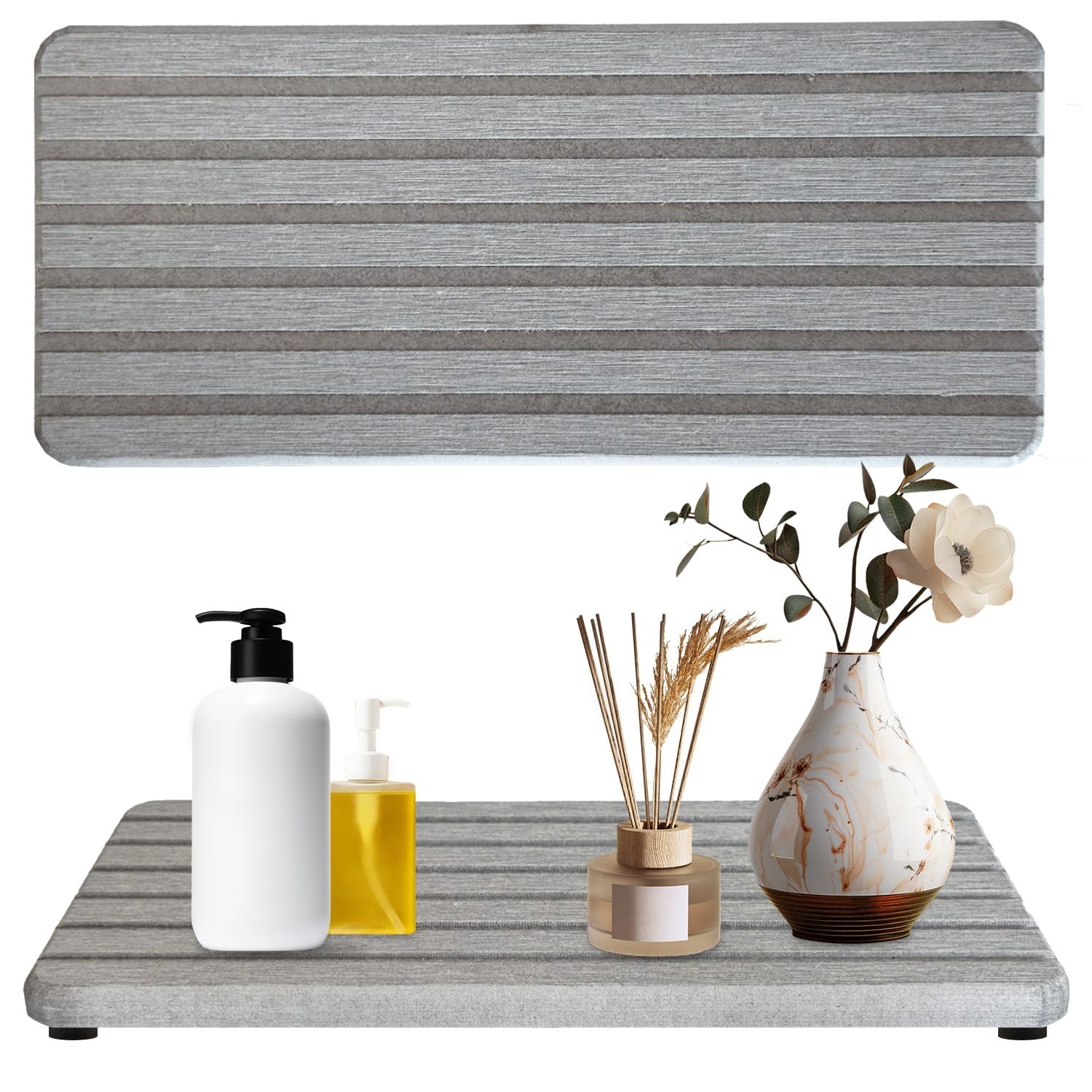2PCS Fast-Dry Diatomite Sink Tray Set, Ultra Absorbent Soap Holder & Coaster …