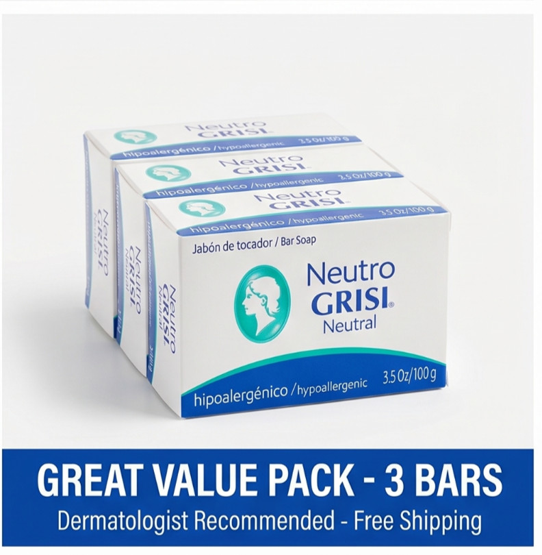 3 Pack–NEW – Free Shipping Neutro Grisi Neutral Soap Bar 3.5 oz -Cleanser