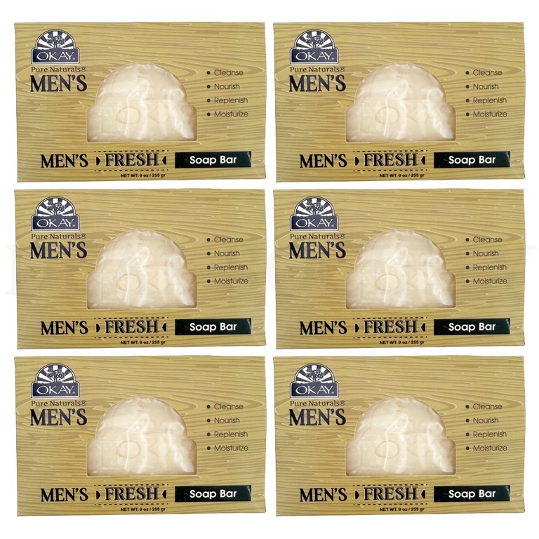 OKAY Pure Naturals Men’s Exfoliating Fresh Soap Bar 9oz Lot of 6 Bars