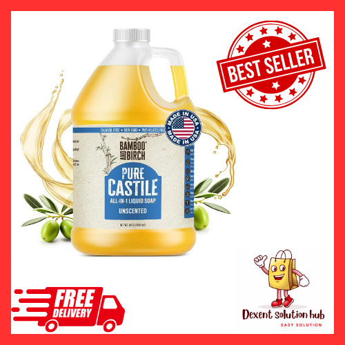 Pure Castile Soap Liquid Organic, Certified Palm 64 Fl Oz (Pack of 1) Unscented