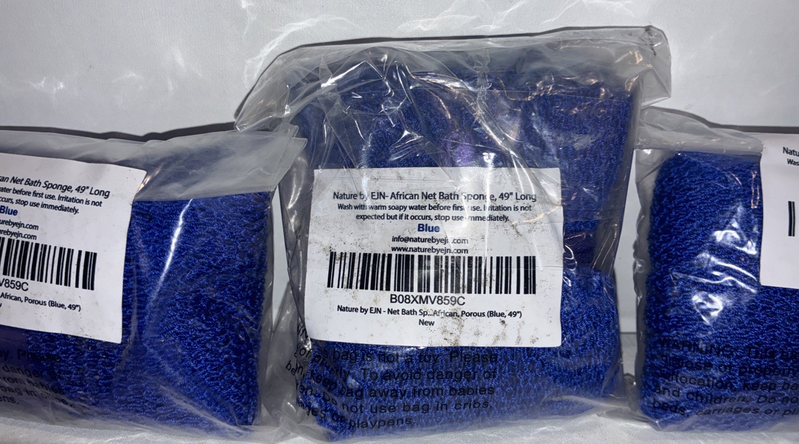 Lot Of 3-African Net Body Sponge To Remove Dead Skin And Exfoliate Bath ( Blue)