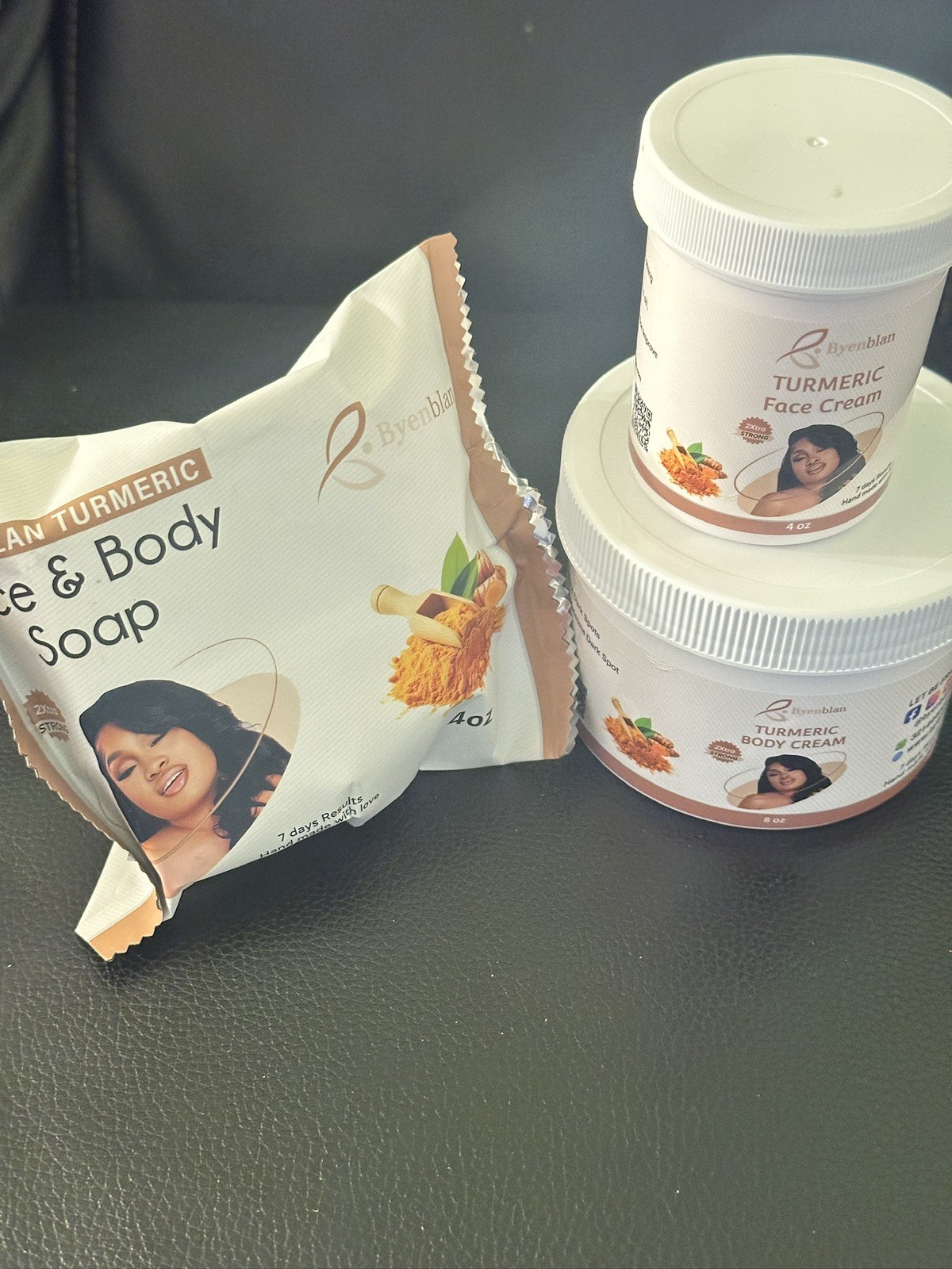 Byenblan Turmeric 3-in-1 Skincare Set – Face Cream, Body Cream & Soap 4oz
