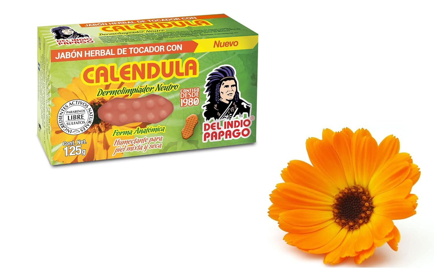 DEL INDIO PAPAGO Neutral Bar Soap with Calendula 125g | Cleanses Moisturize – 2P