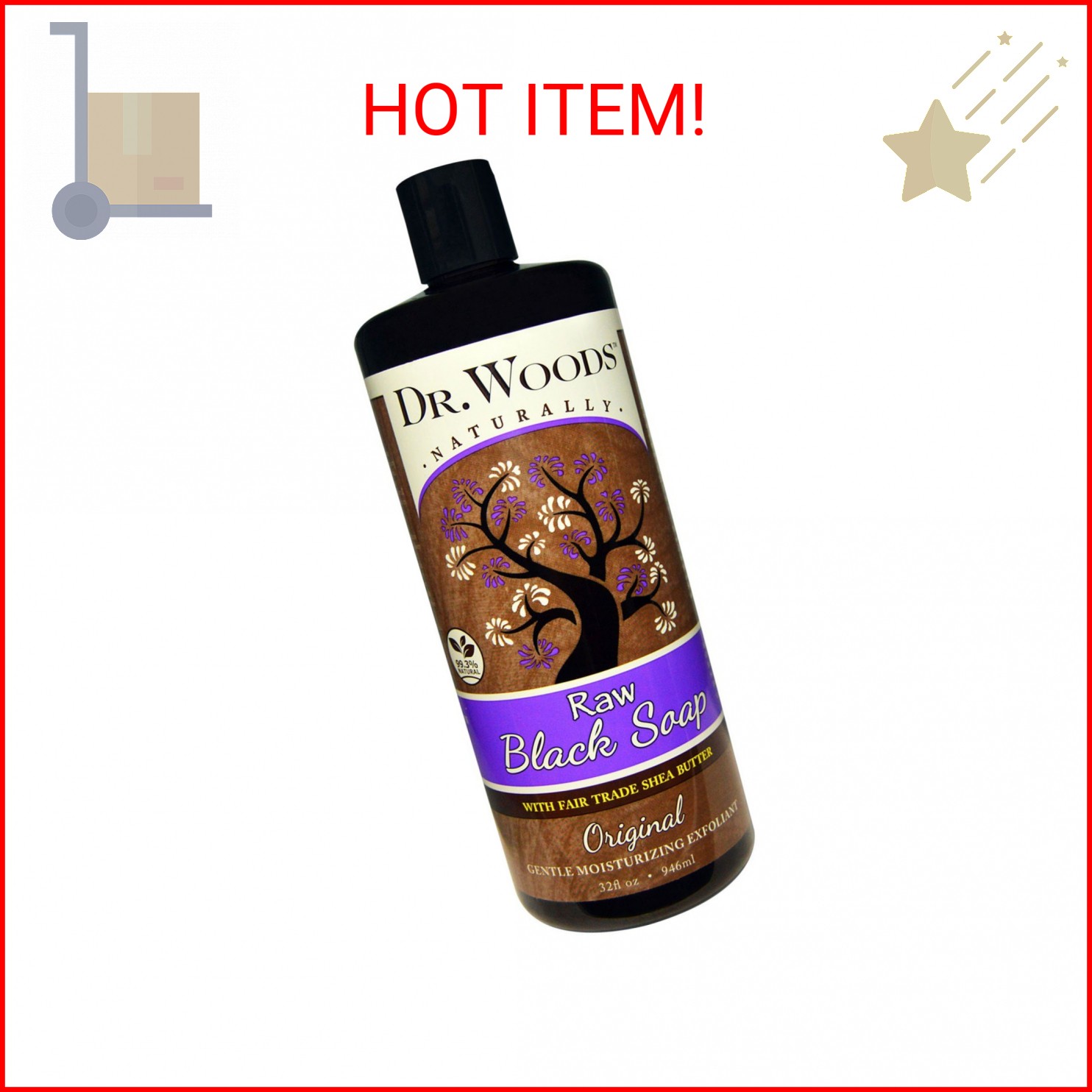 Dr. Woods Shea Vision Pure Black Soap with Organic Shea Butter, 32 Ounce