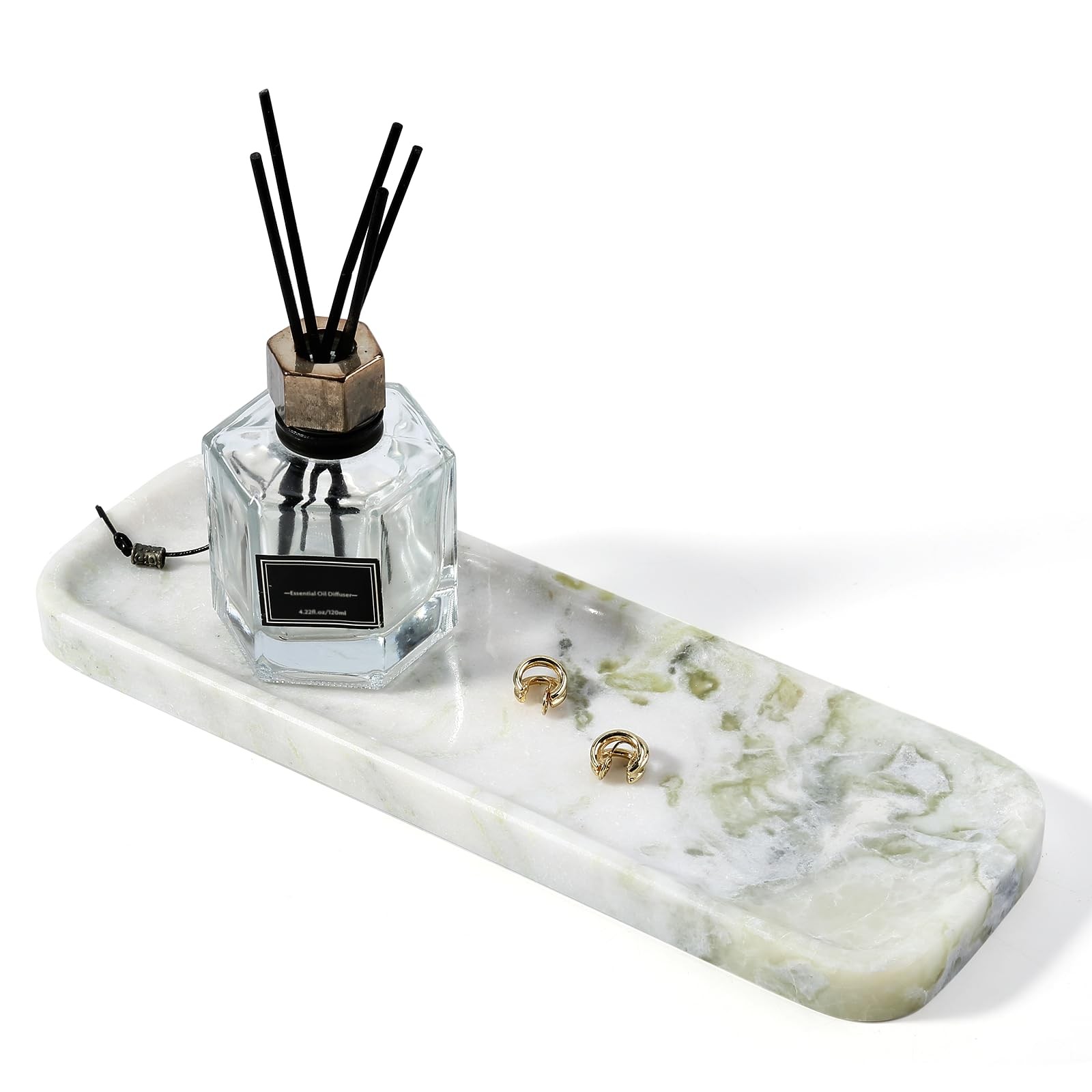 Koville Marble Tray, 12″x4″ Marble Vanity Tray for Bathroom Kitchen Countertop S