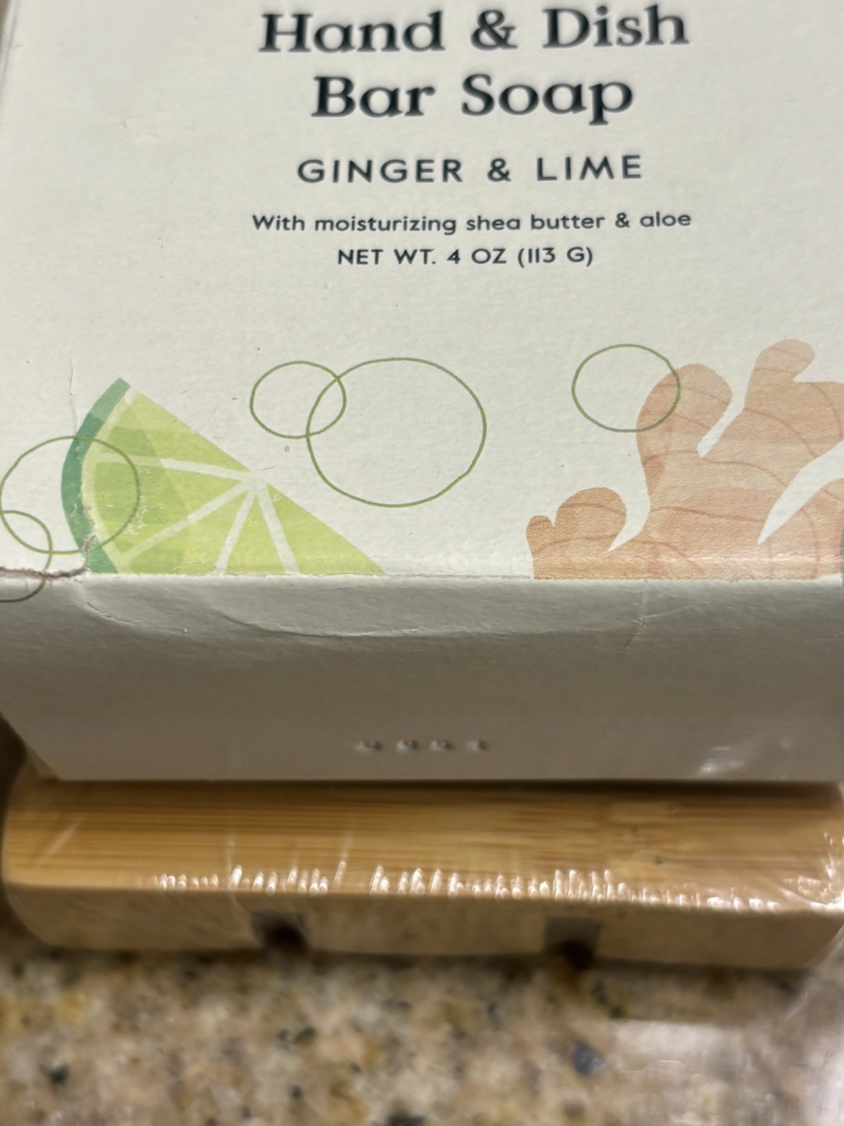Bamboo Soap Saver & Ginger & Lime Soap By Grove, NEW