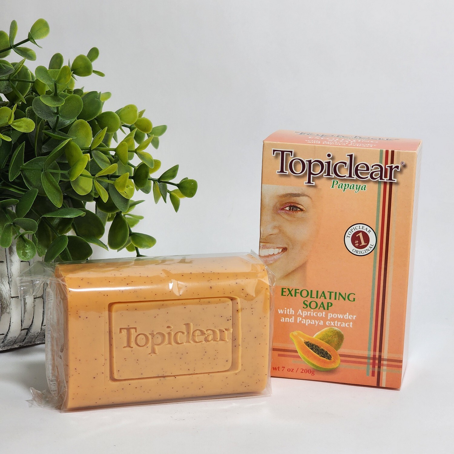 Topiclear Papaya Exfoliating Soap with Apricot Powder Jumbo Size 7 oz / 200 g