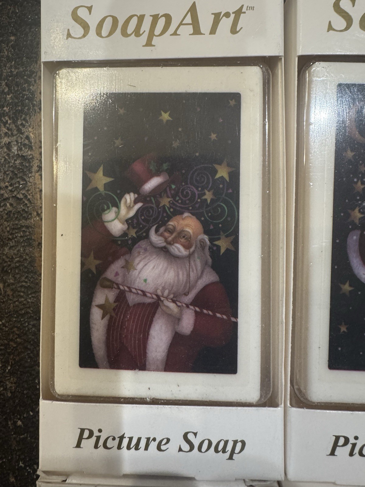 Vintage 4 Piece Soap Art Picture Soaps Christmas Santa Angel Noel 3 oz – NEW!