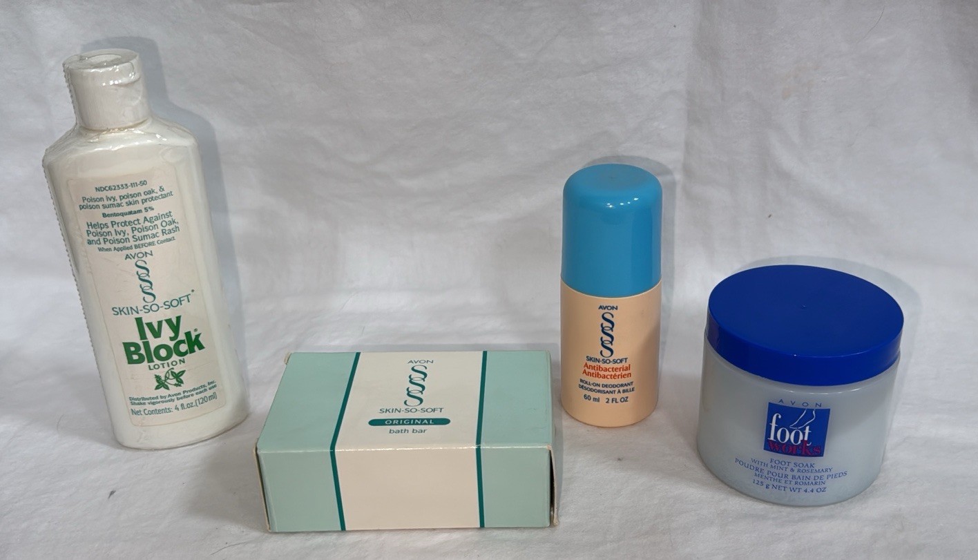 Vintage Avon Skin-So-Soft Lot Soap, Deodorant & Foot Soak, Ivy Block NEW