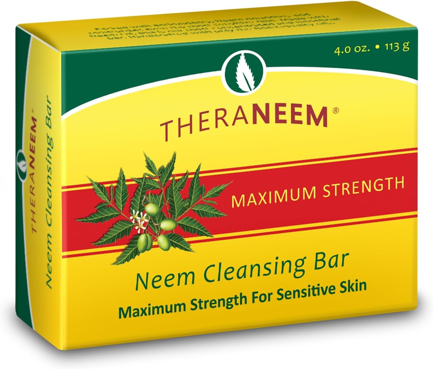 TheraNeem Neem Oil Cleansing Soap Bar for Sensitive Skin – Body Wash Bar for