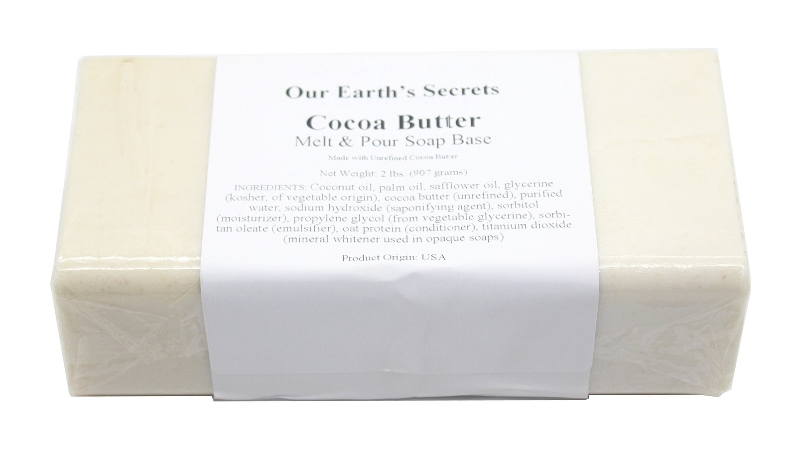 Our Earth’s Secrets Cocoa Butter – 2 Pound Melt and Pour Soap Base