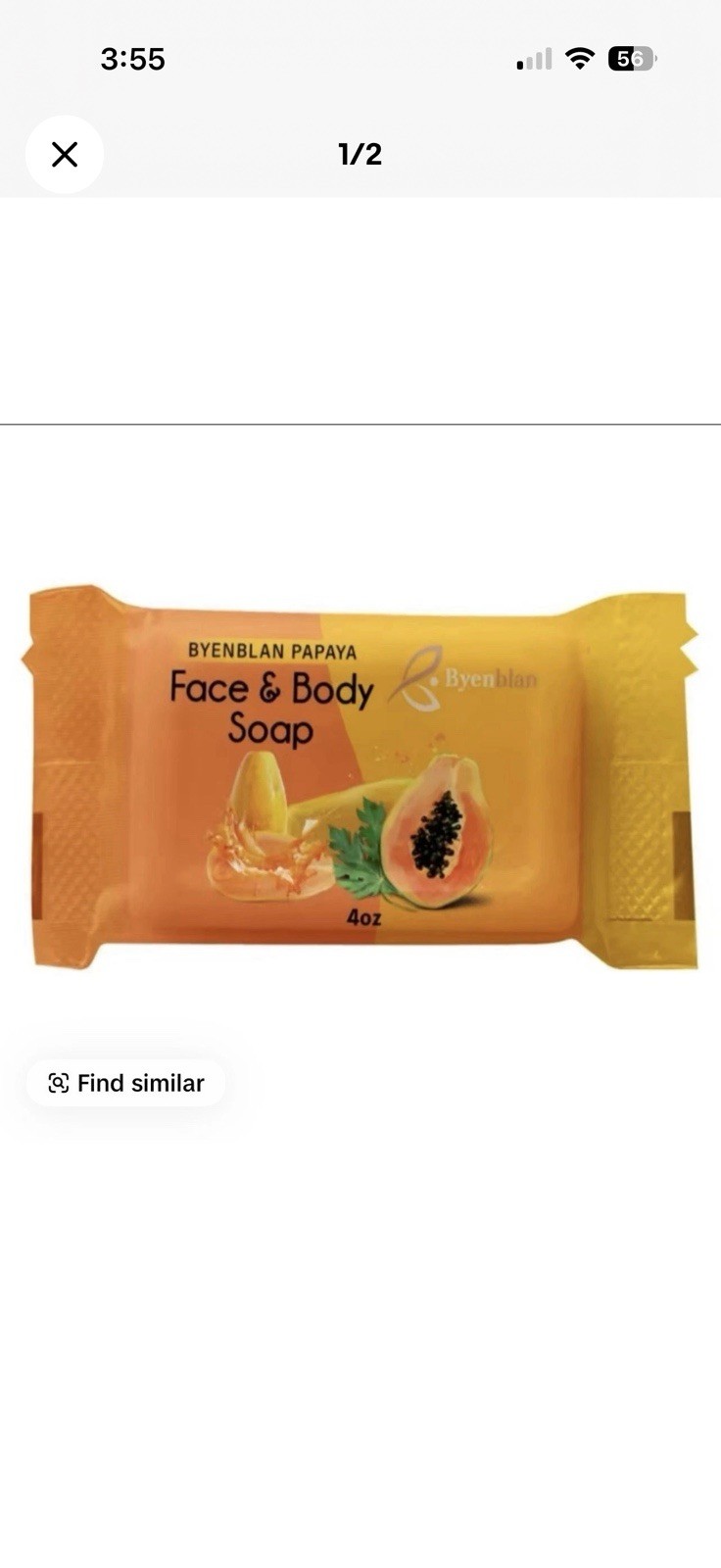 Byenblan Papaya Face & Body Soap Orange Scent Rectangular Bar 4oz