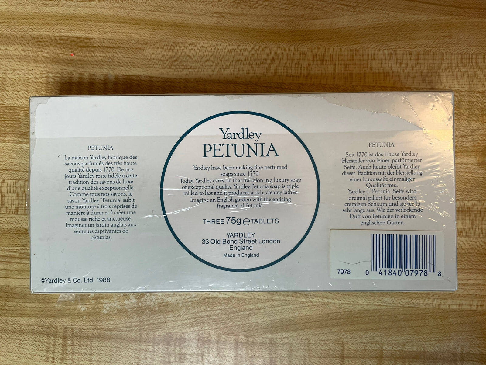 NIB Vintage Yardley Petunia 3 Perfumed 2.65oz Soaps In Box