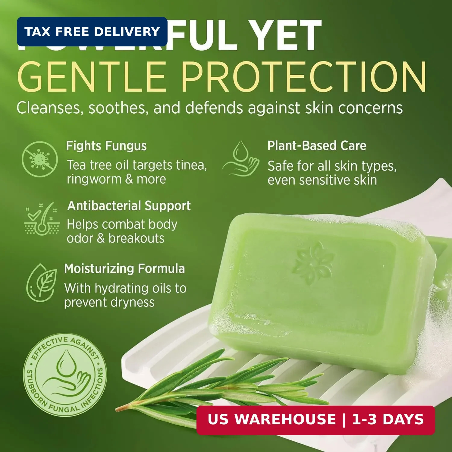Tea Tree Soap, Relief Soap Bar Infused with Tea Tree Oil, Natural Foot & Body So