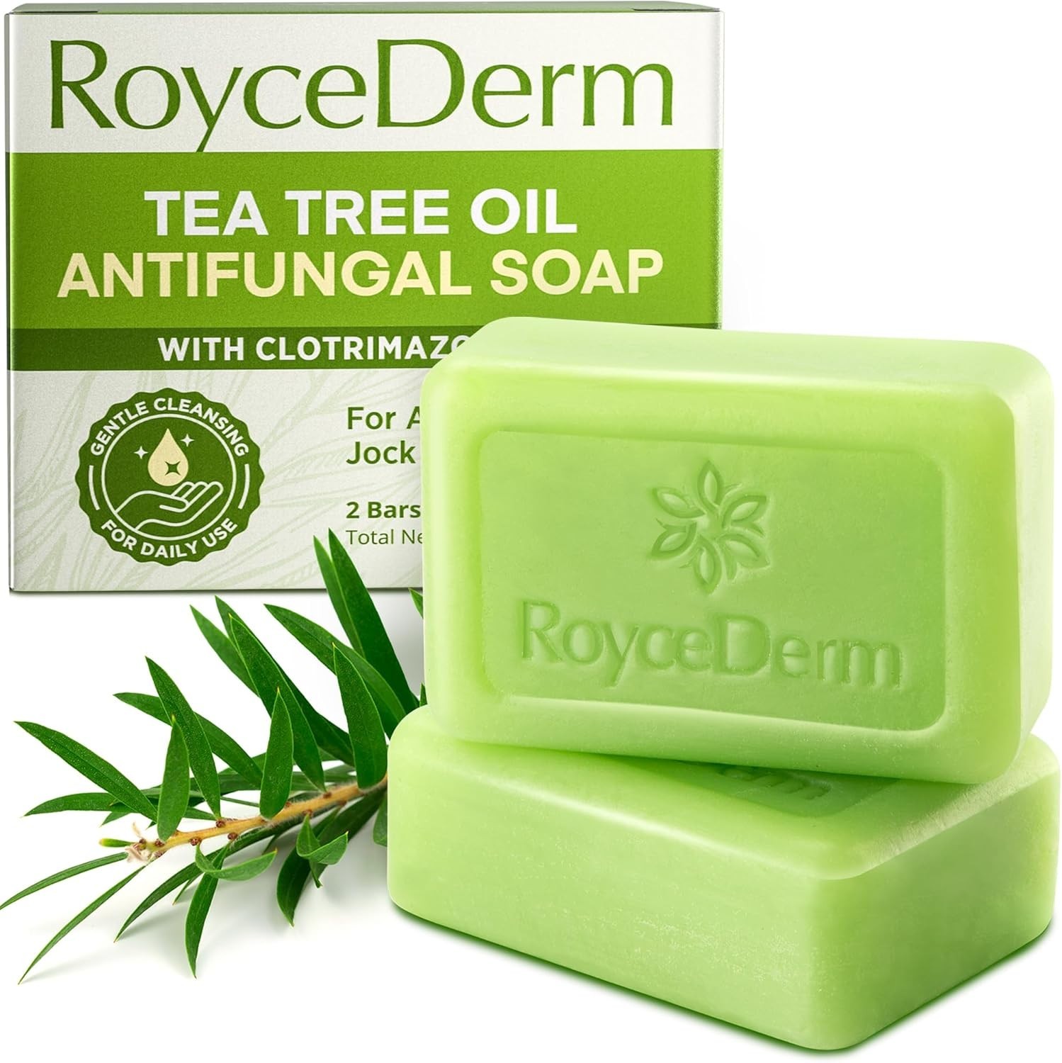 Roycederm Antifungal Antibacterial Tea Tree Soap 2 Bars 4 Oz Exp 04/2028 BNIB