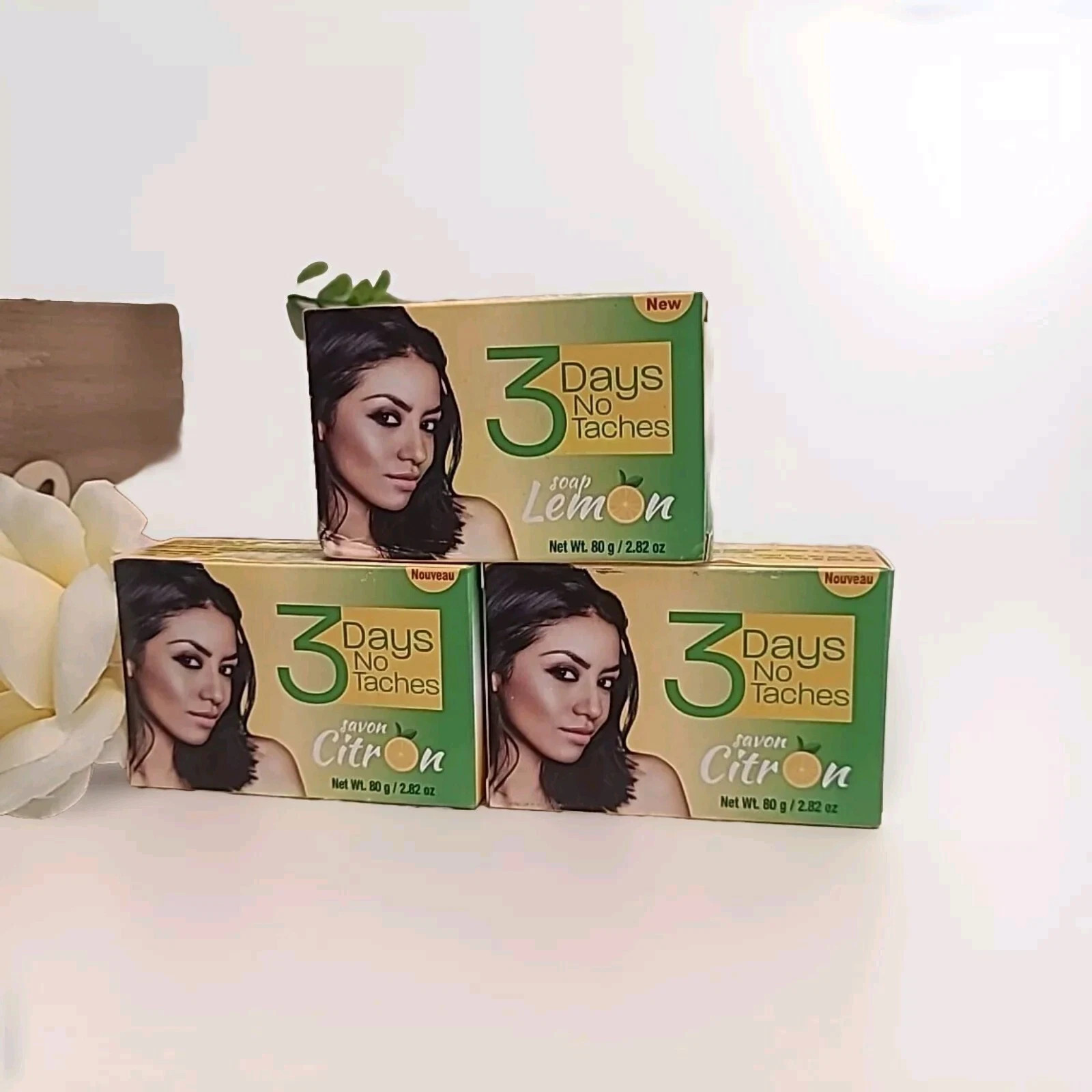 (Pack of 3) 3 Days No Taches Lemon Soap 80g each 2.82.oz