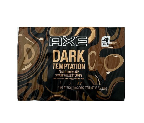 2X4 Pack Axe Dark Temptation Face Body Soap Dark Chocolate Scent (Total 8 Bars)