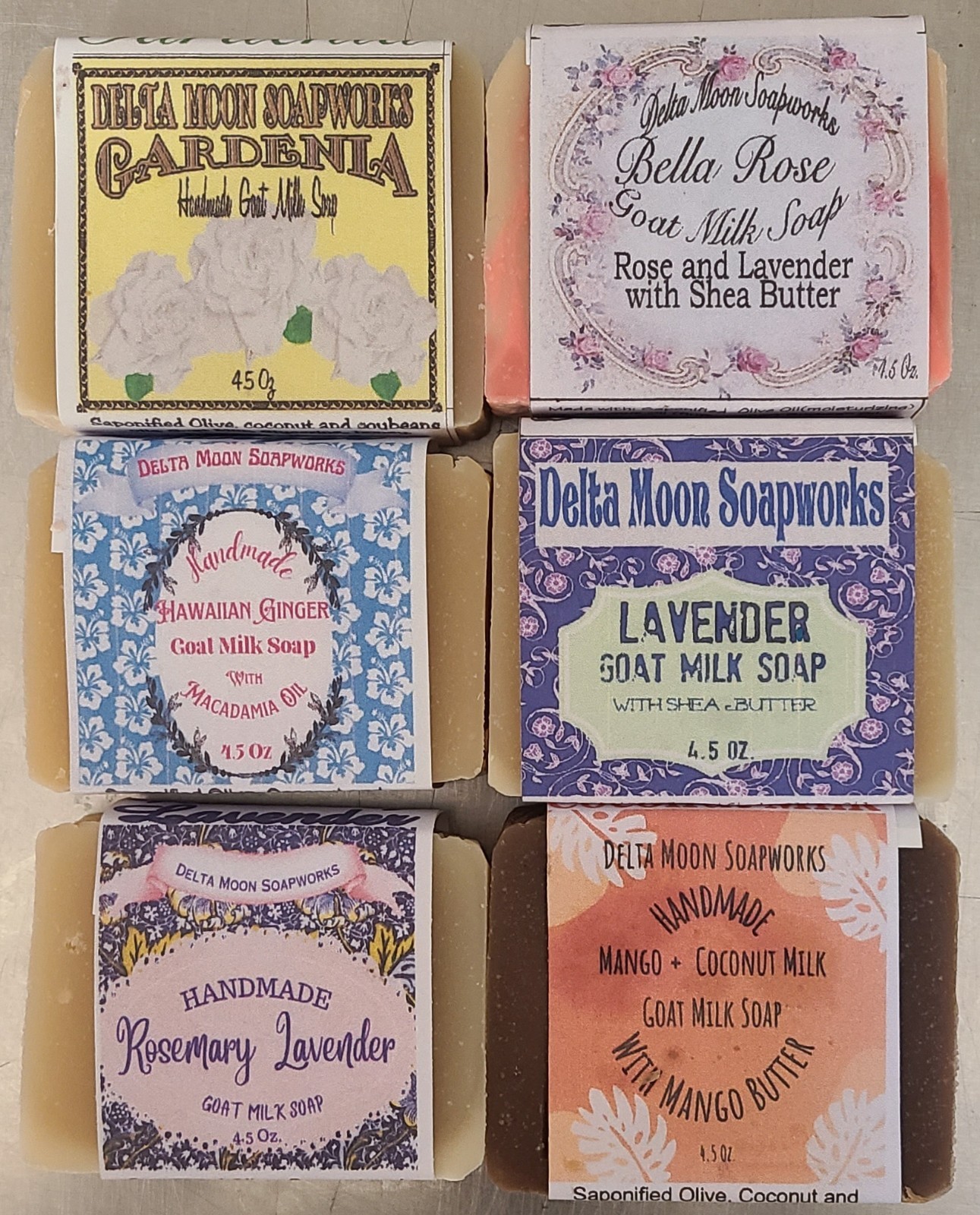 Lot of Six Handmade Floral Goat Milk Soaps, + samples, ships fast