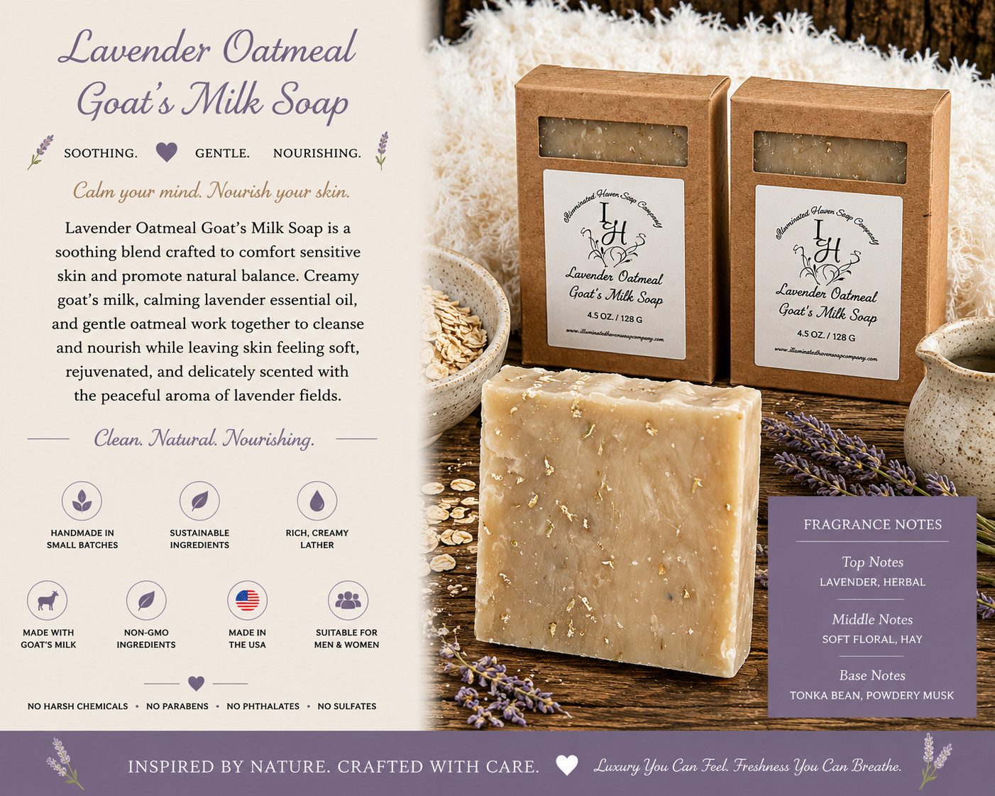 Handmade Artisan Soap Bar Natural Bath Soap Shea Butter USA Made Moisturizing