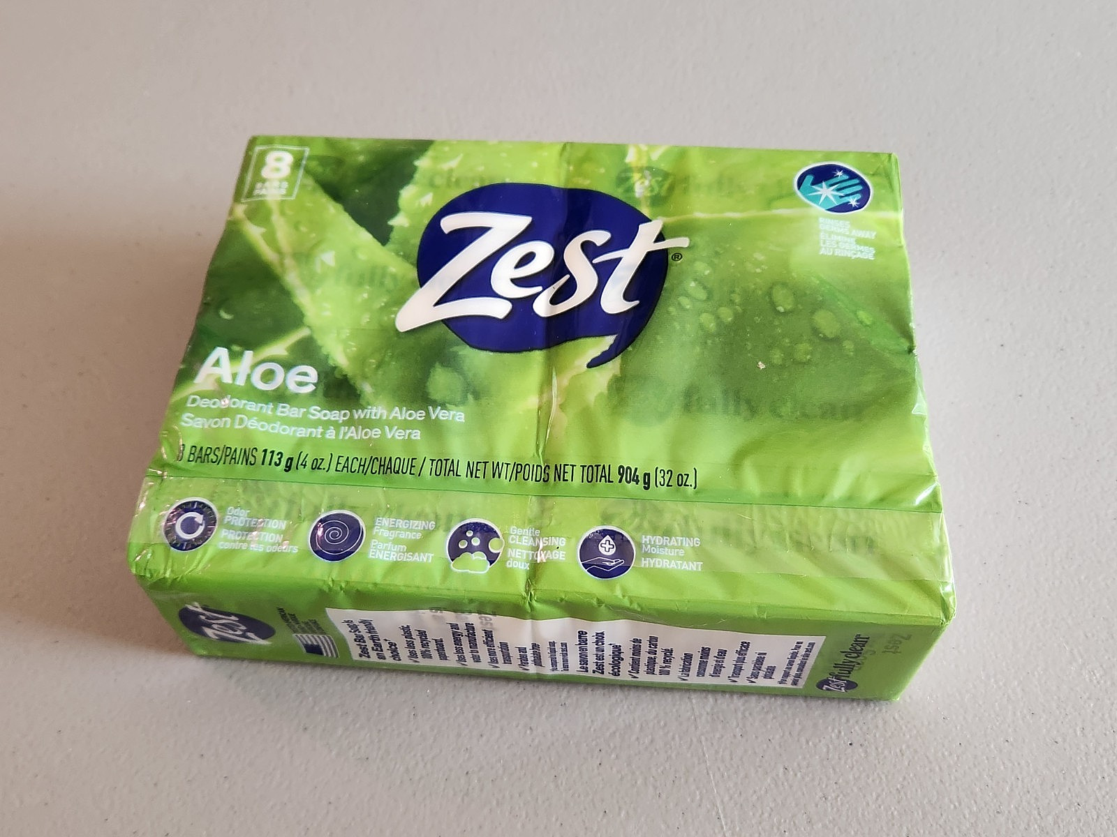 NIP ZEST 8 Bar Aloe Deodorant Soap 4 Oz Each Odor Protection Hydrating