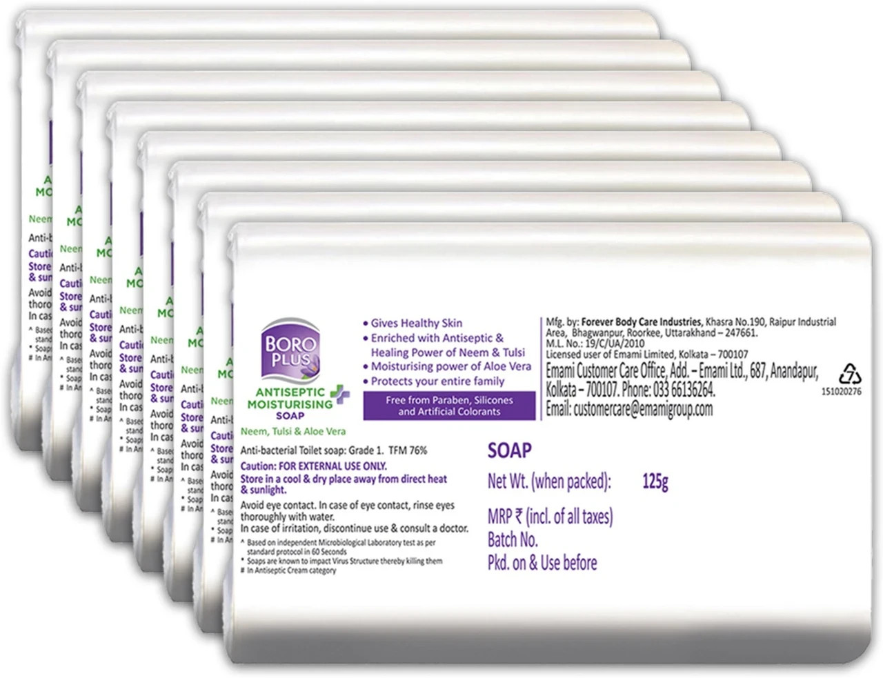 BOROPLUS Antiseptic Plus Moisturising Soap-Neem, Tulsi and Aloe Vera (6 x 125g)