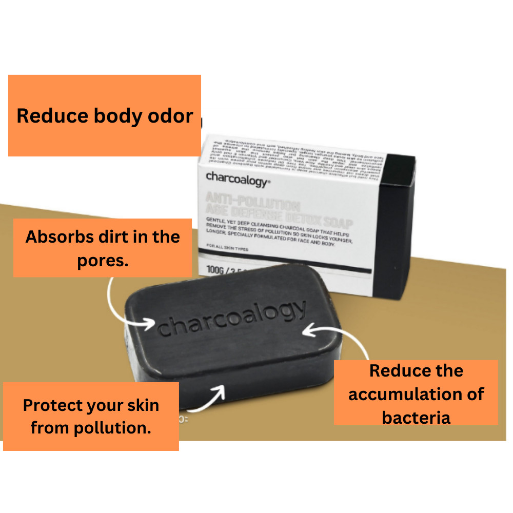 Charcoalogy Bamboo Charcoal Soap Bar Face Body Activated Natural 100 g x 5