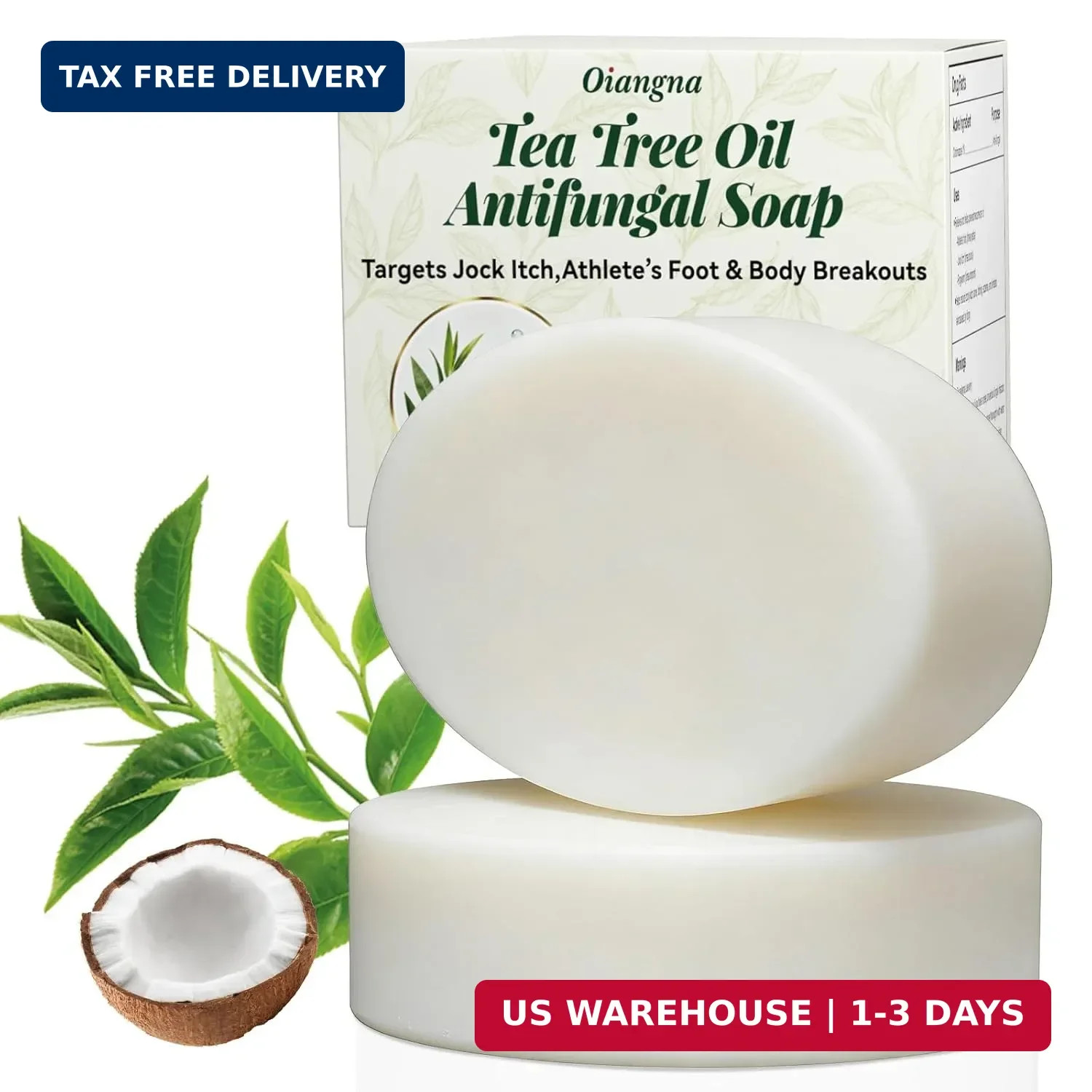 Antifungal Soap, Tea Tree Antifungal Soap Bar for Back Acne, Athlete’s Foot, Tin
