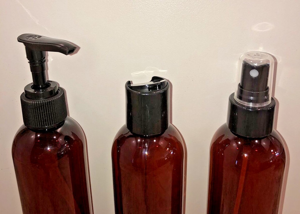 8 oz PET Plastic BPA Free 24/410 Amber Round Bullet Bottles (22 qty) choose caps