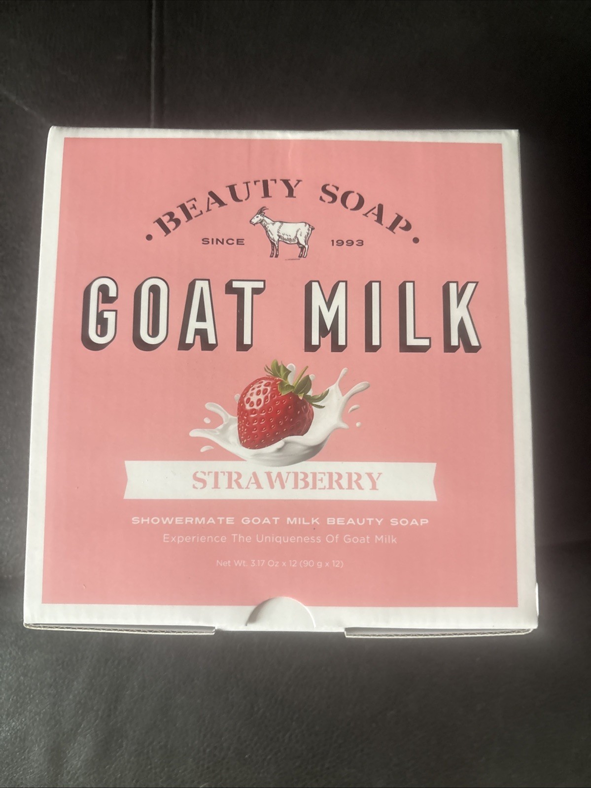 Shower Mate Goat Milk Beauty Soap Strawberry Moisturizing Bars 3.17oz x12