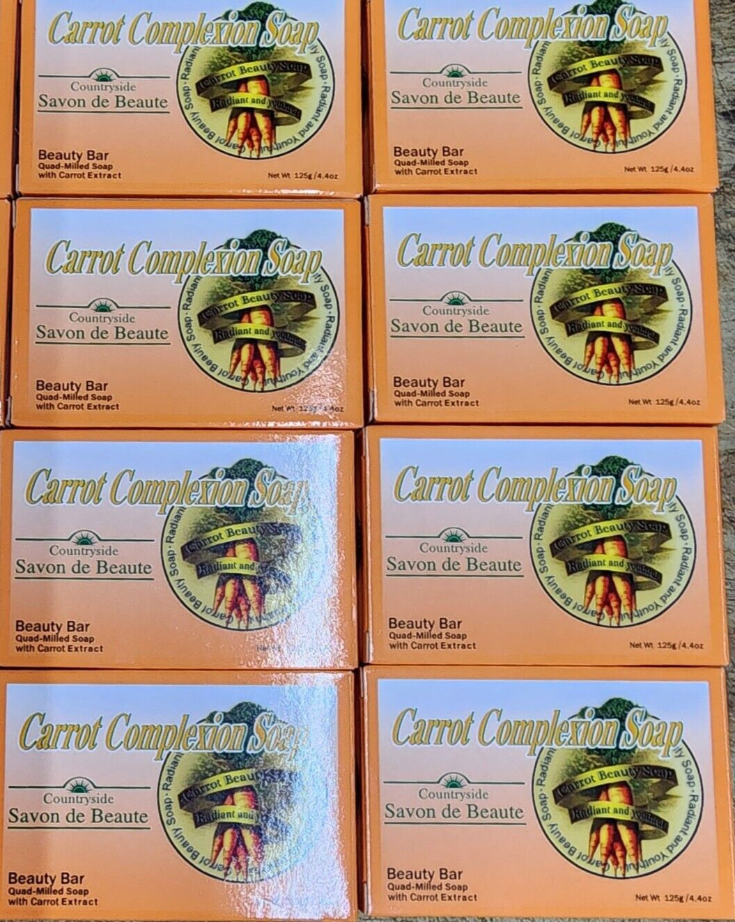 8-Pack CARROT COMPLEXION SOAP BEAUTY BAR WITH CARROT OIL 125g (each) BRAND NEW!