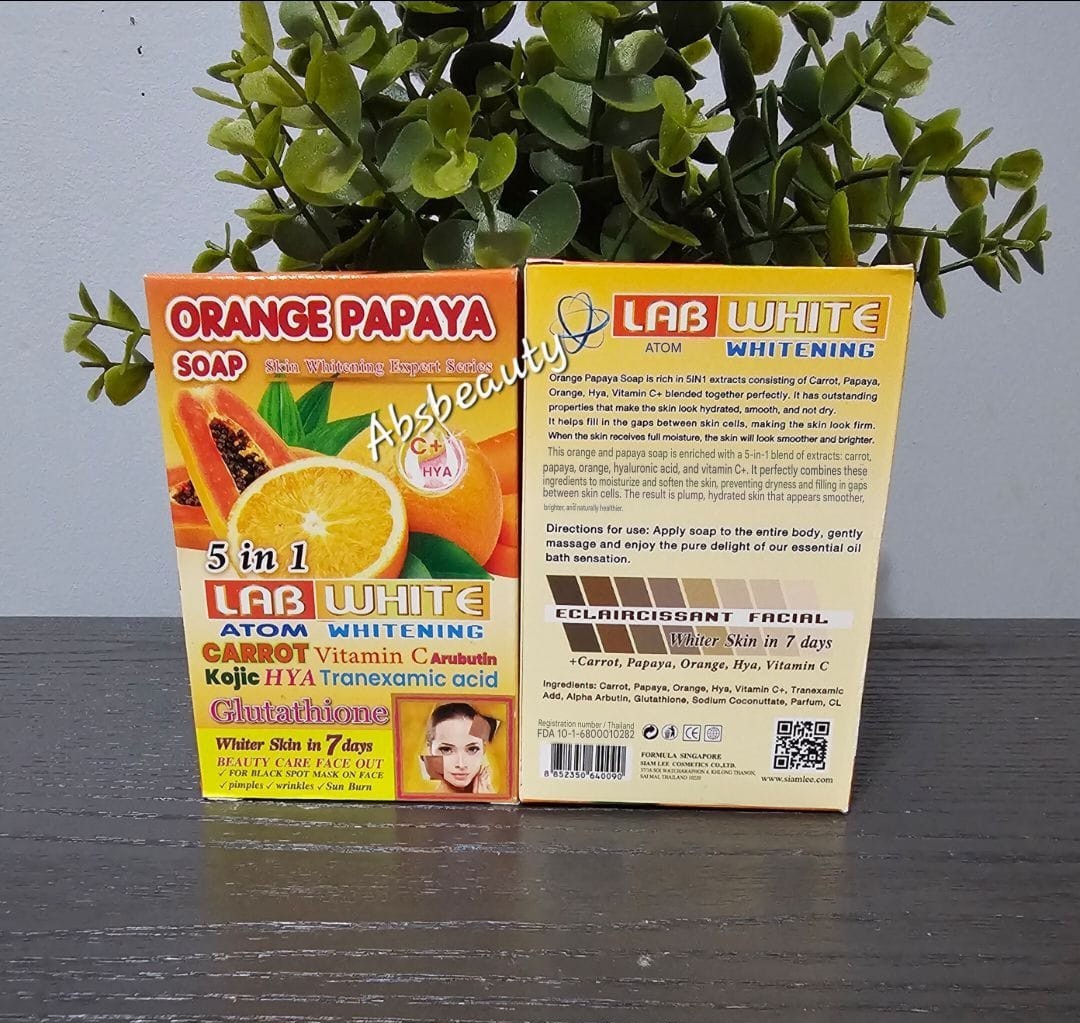 Lab White Orange Papaya 5in1 Whitening Soap With Vitamin C ➕️Hya, 1pc