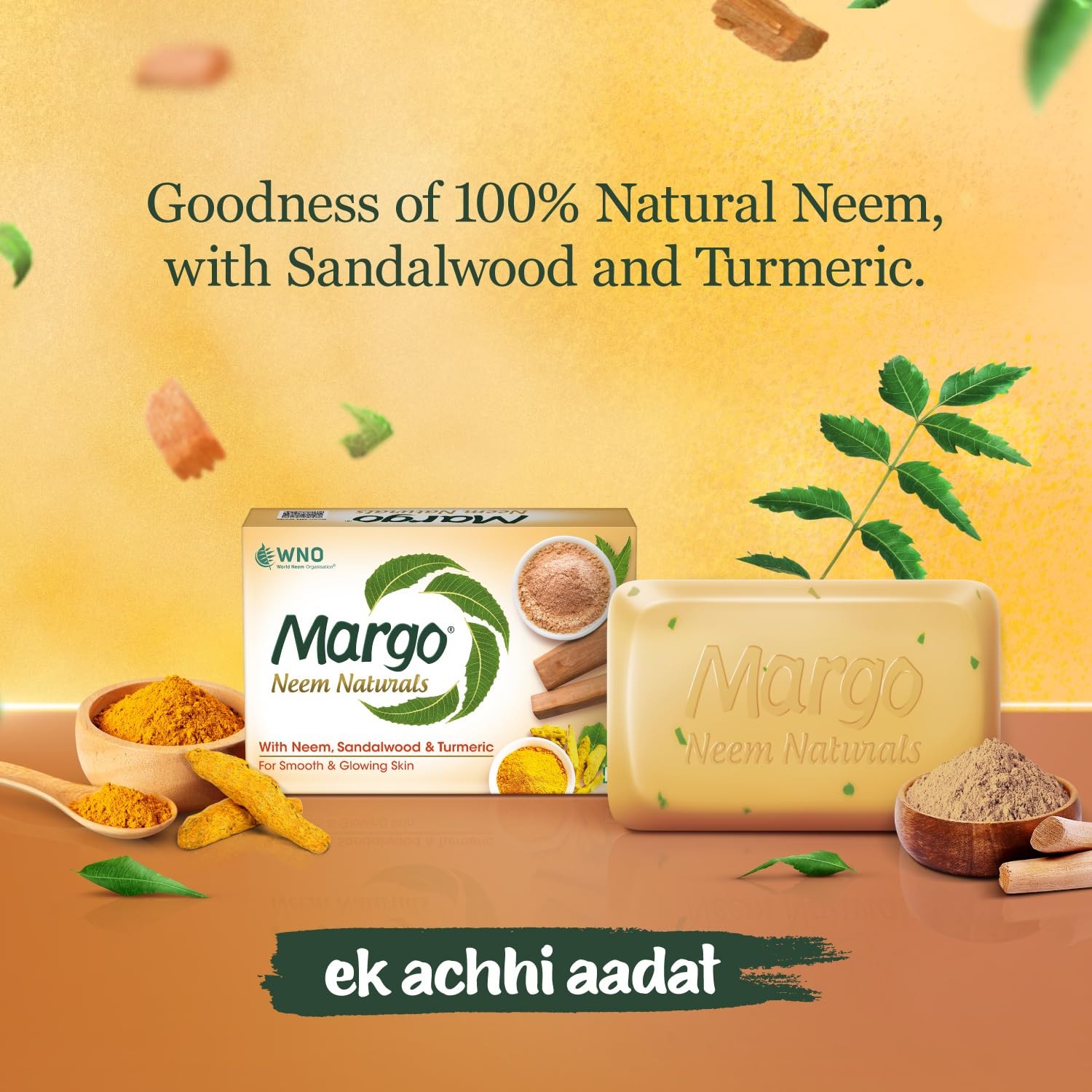 5No. Margo Neem Naturals Soap with Sandalwood & Turmeric -Refreshed Glowing Skin