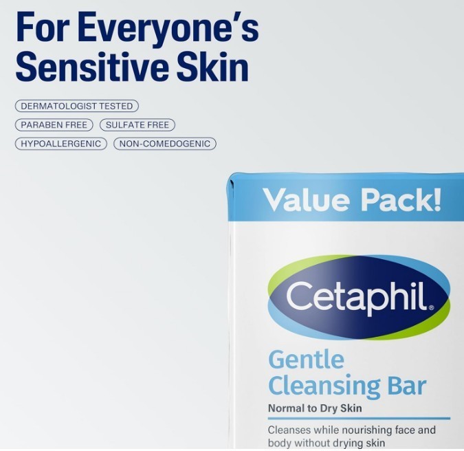 Cetaphil Gentle Cleansing Bar Soap Dry to Normal Sensitive 6 Bars